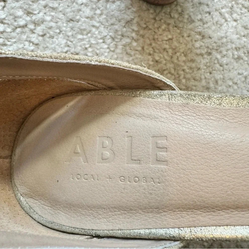 ABLE Elizabeth Ankle Strap Heel in Gold Metallic‎ - Picture 5 of 8